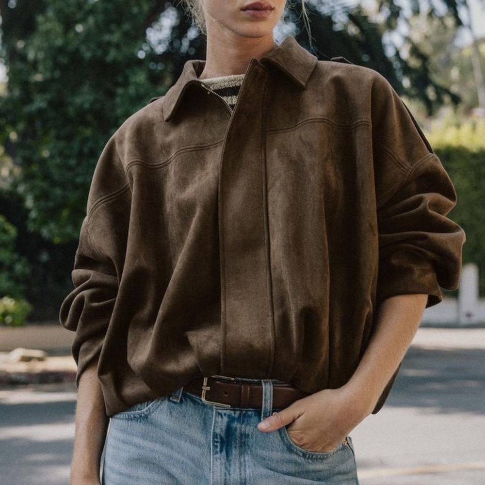 NWT Viral Zara Suede Effect Jacket in brown size small